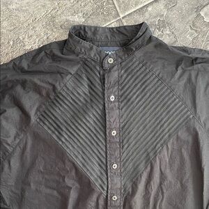 BROOKS & DUNN PANHANDLE Slim Black Collarless Western Rodeo Shirt Ribbed Detail